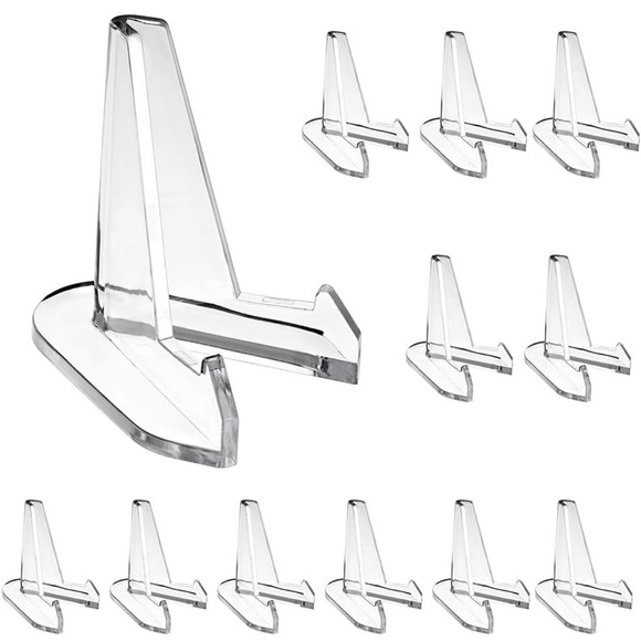 New in box package of 12 clear acrylic easel stands 2.64 inch height from Hipiwe - Picture 1 of 13
